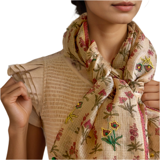Kota Silk Field of Flowers Scarf