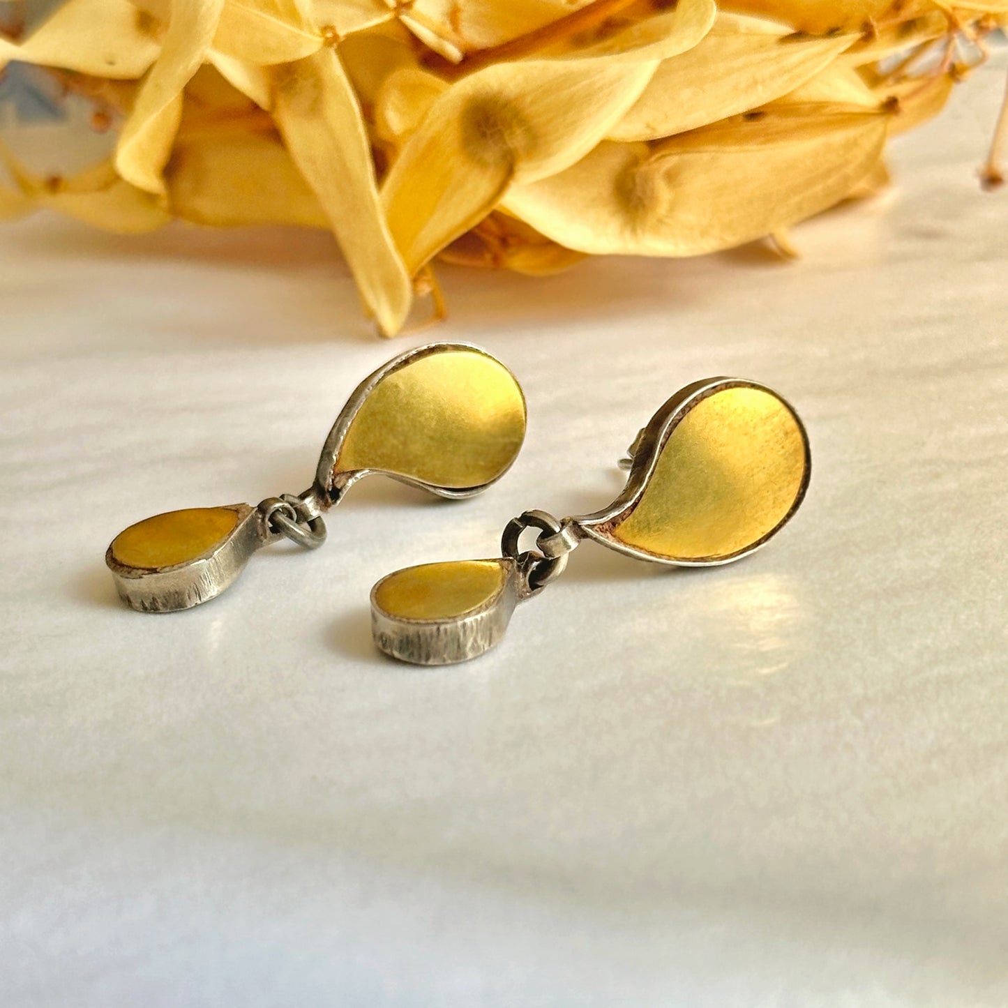 BANDLU Gold Foil Sterling Silver Post Earrings
