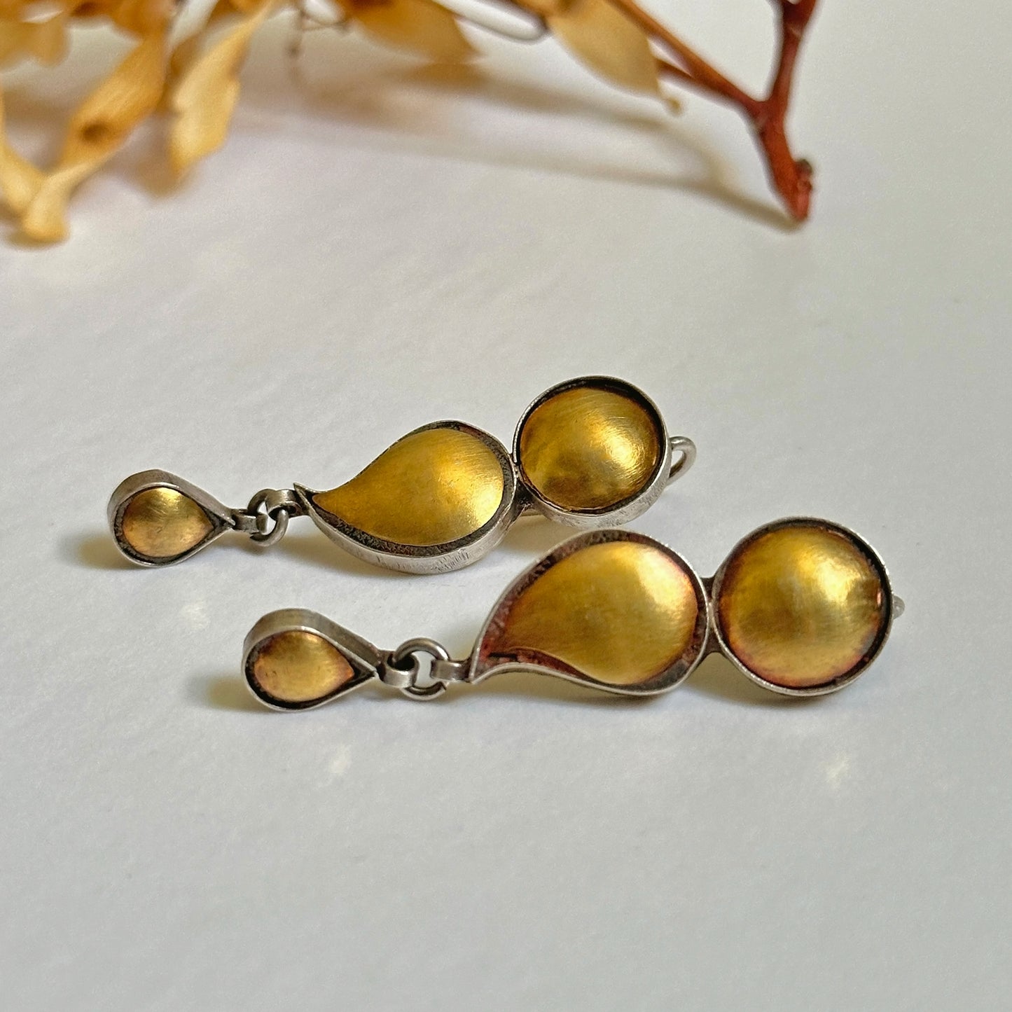 BANDLU Gold Foil Sterling Silver Hook Earrings