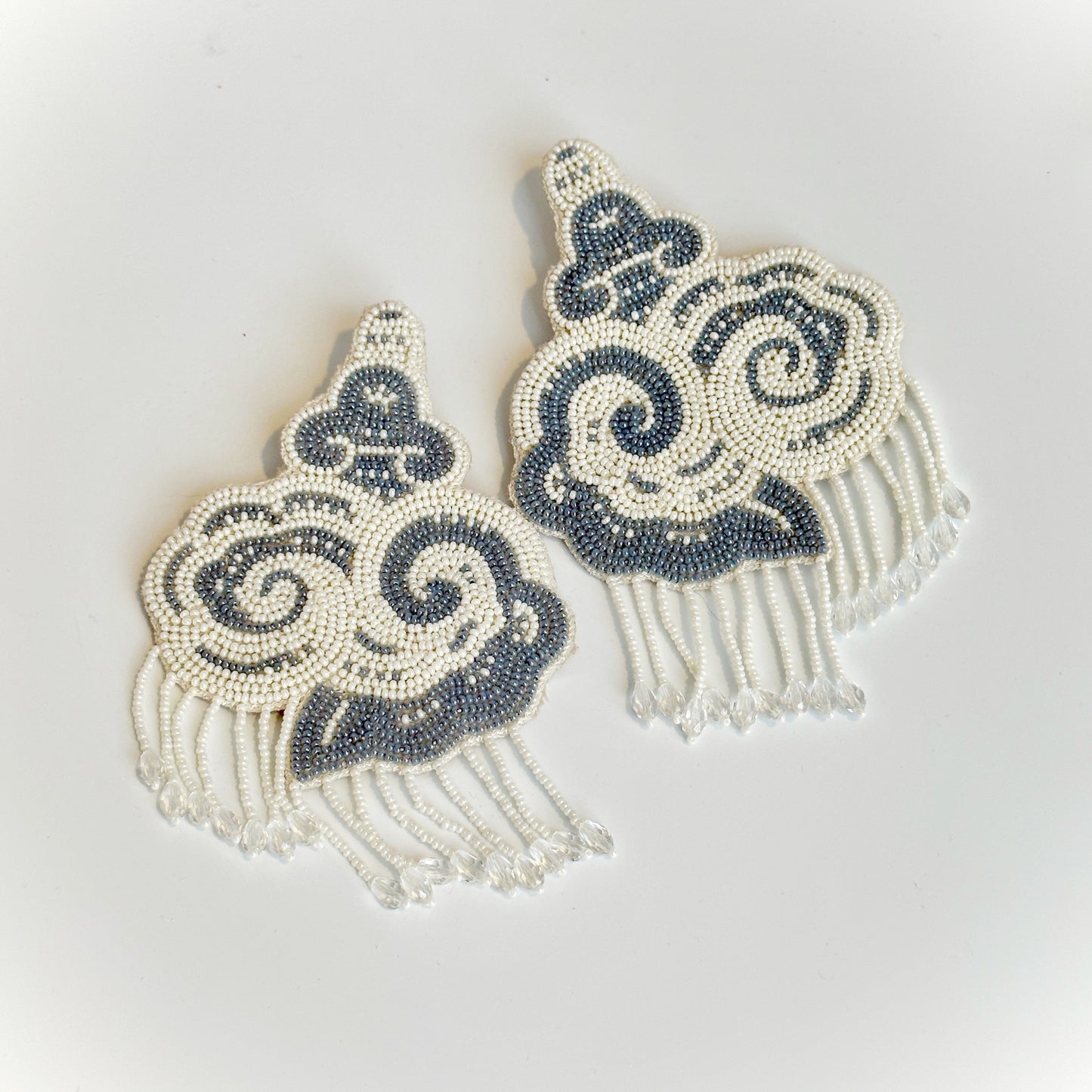 CLOUD Hand Embroidered Bead Earrings