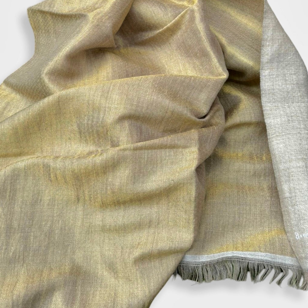 Pashmina Natural Taupe Gold Shimmer Reversible Wrap