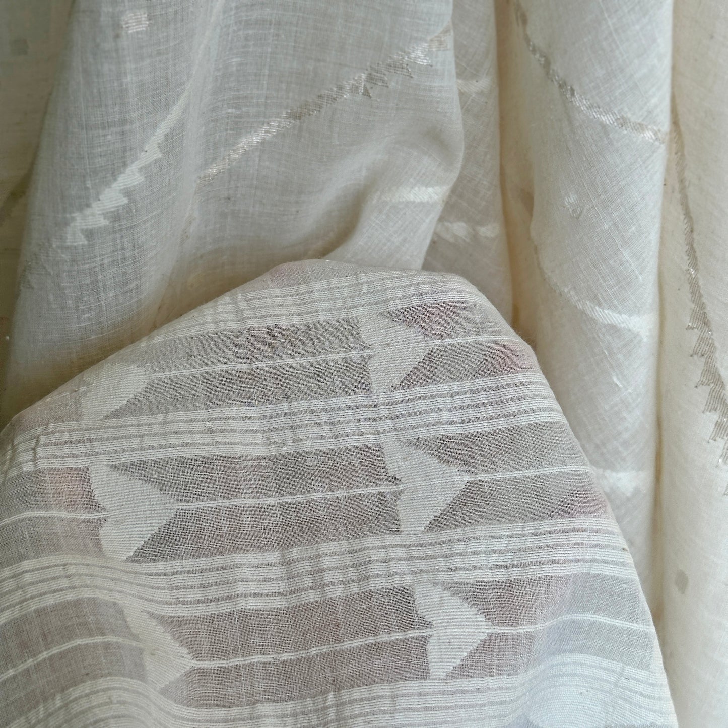 Jamdani Terchi Cotton Shoulder Wrap-Made to Order