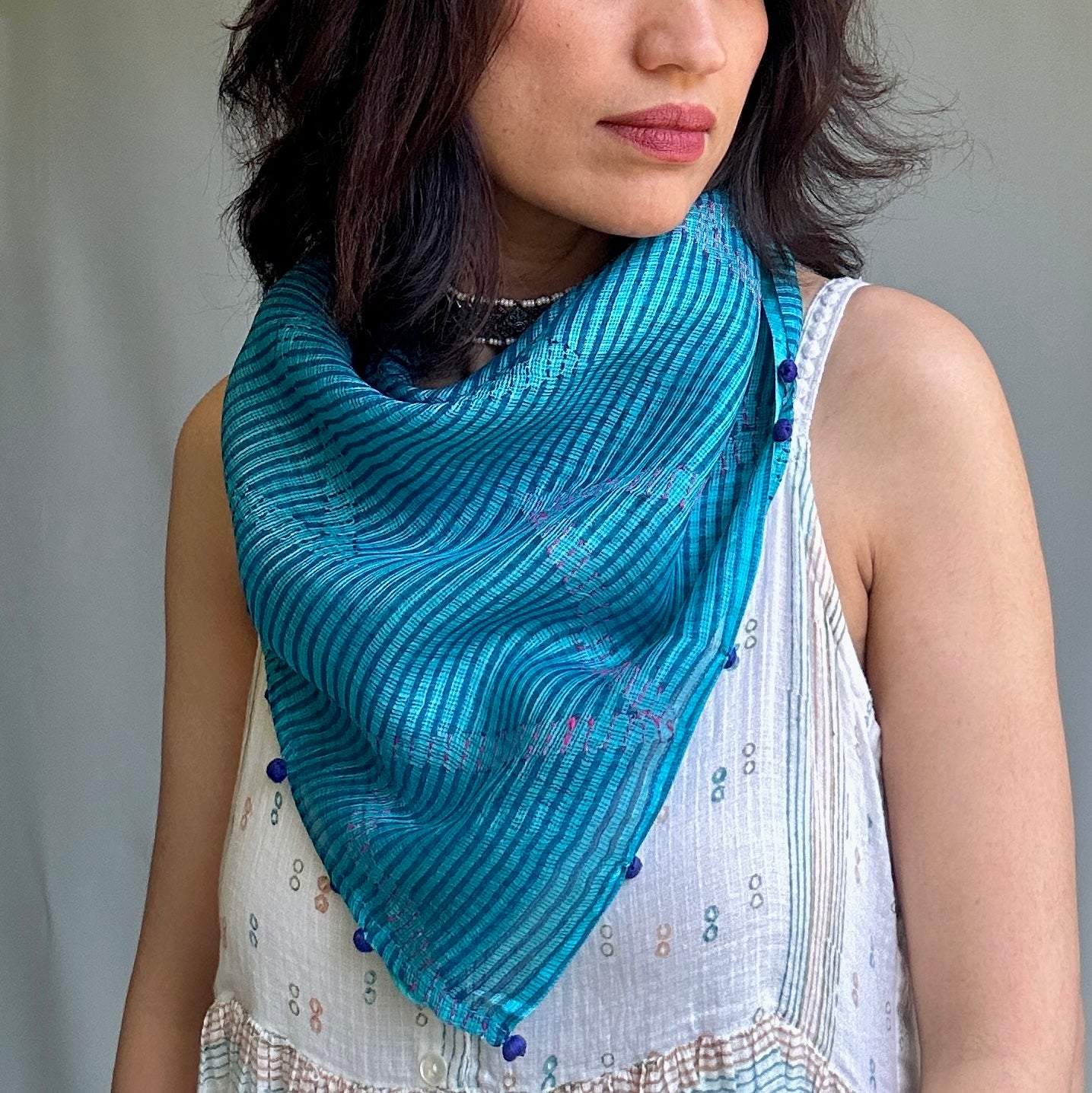 Kota Silk Square Striated Scarf