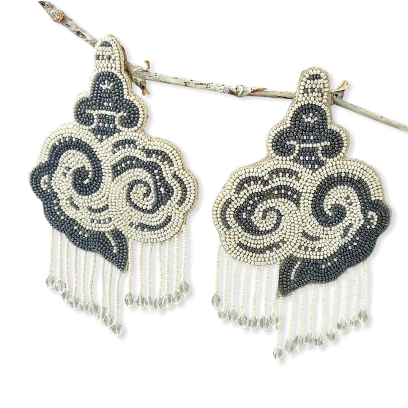 CLOUD Hand Embroidered Bead Earrings