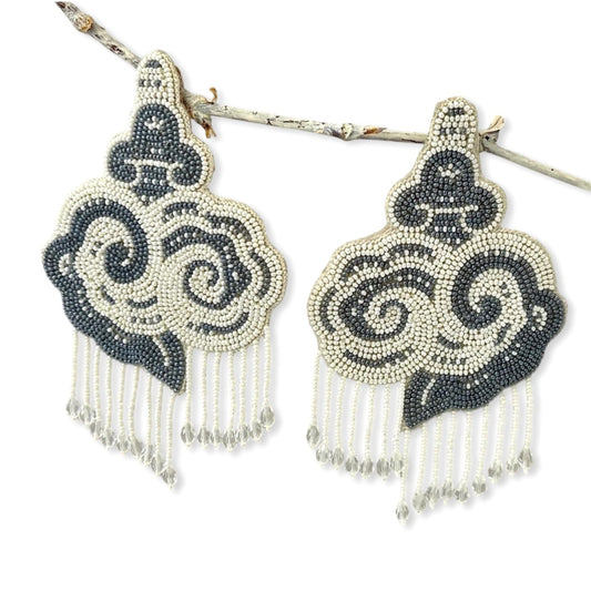 CLOUD Hand Embroidered Bead Earrings