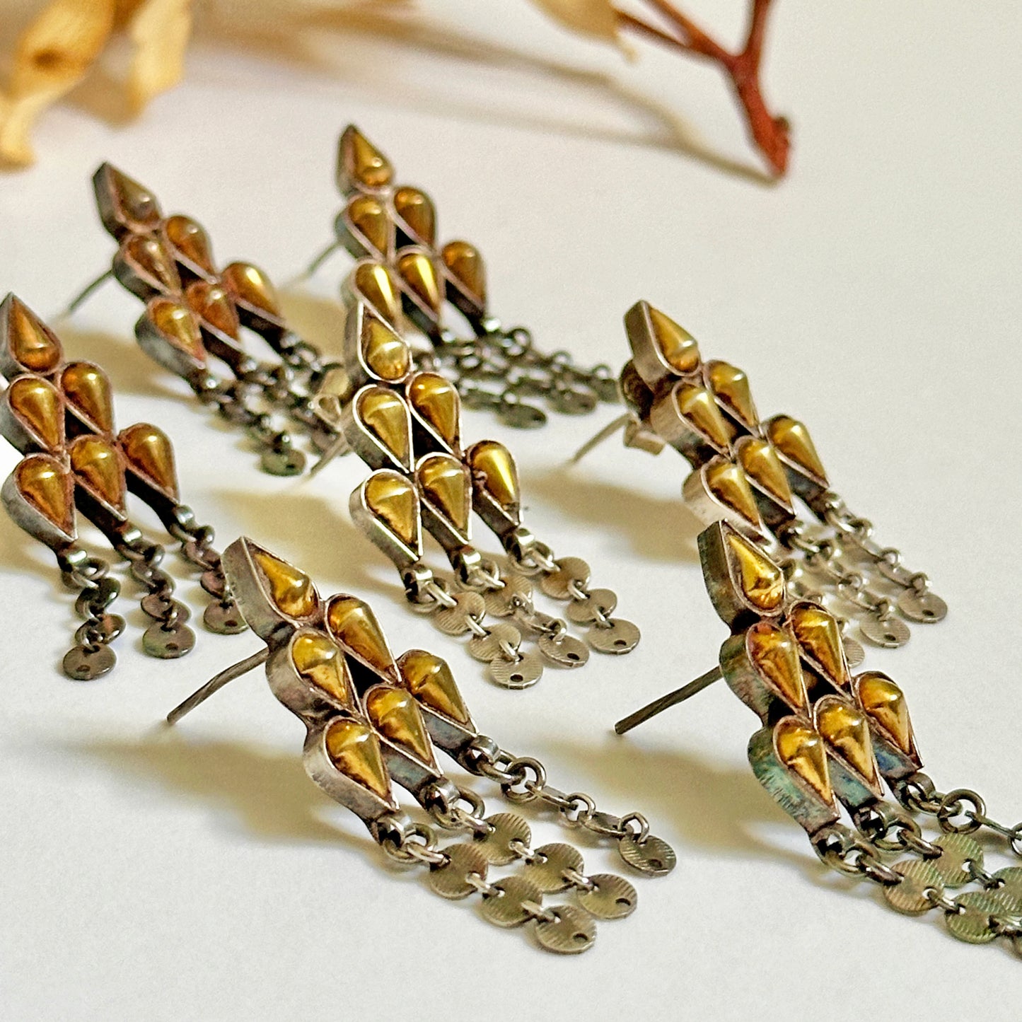BANDLU-3 Gold Foil Sterling Silver Post Earrings