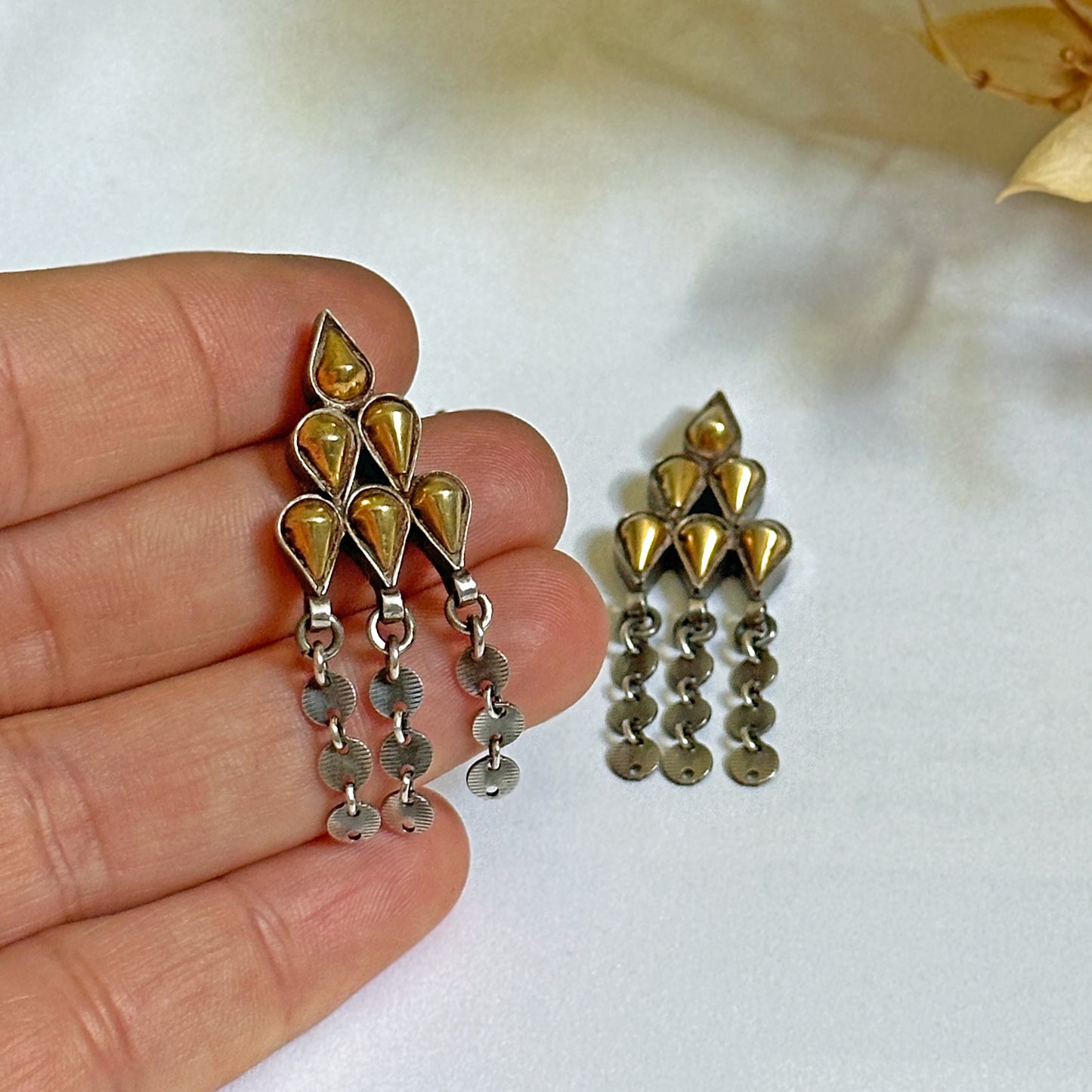 BANDLU-3 Gold Foil Sterling Silver Post Earrings