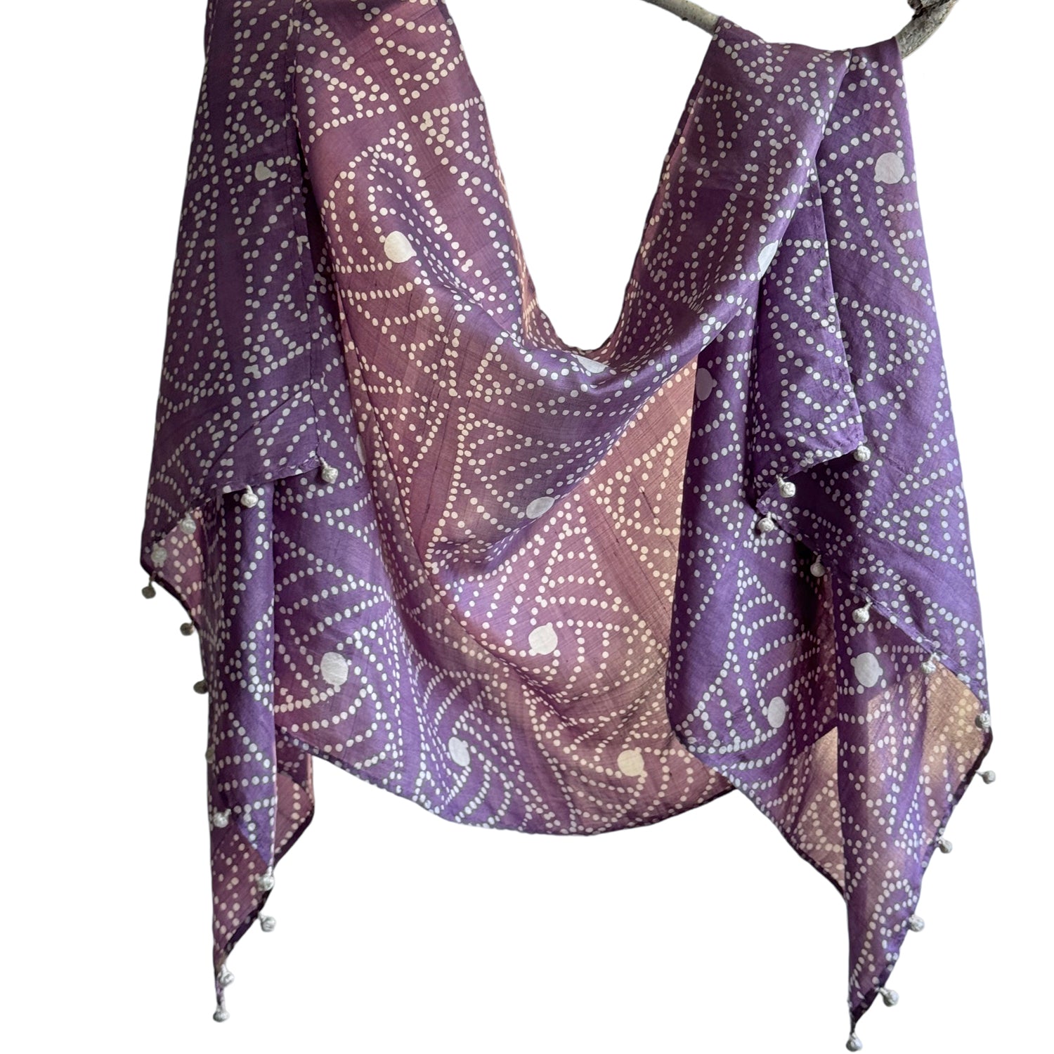 DEWBERRY Batik Hand Block Printed Mulberry Silk Scarf – Fyoli Fyoli