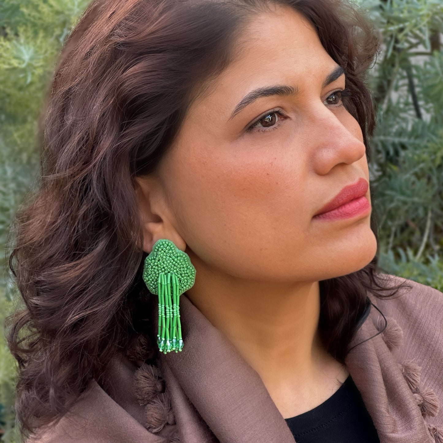 BRYUM Moss Hand Embroidered Earrings