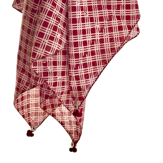 Red Check Cotton Bandana Scarf