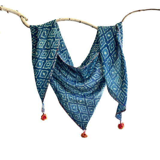 Bohemian Blue Trigonal Reversible Indigo Scarf