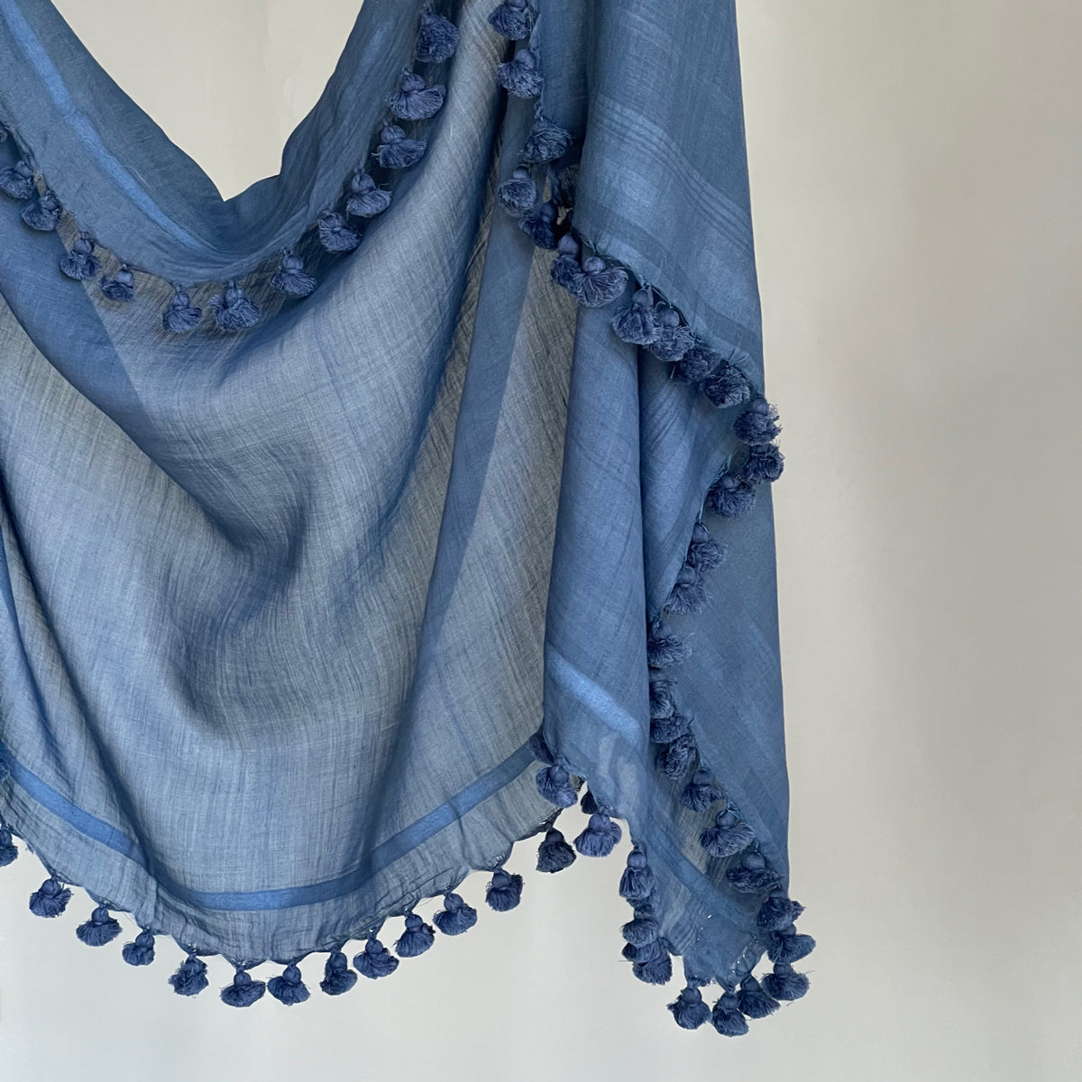 Cotton Silk Night Indigo WOVEN MIST Natural Dye Handwoven Scarf