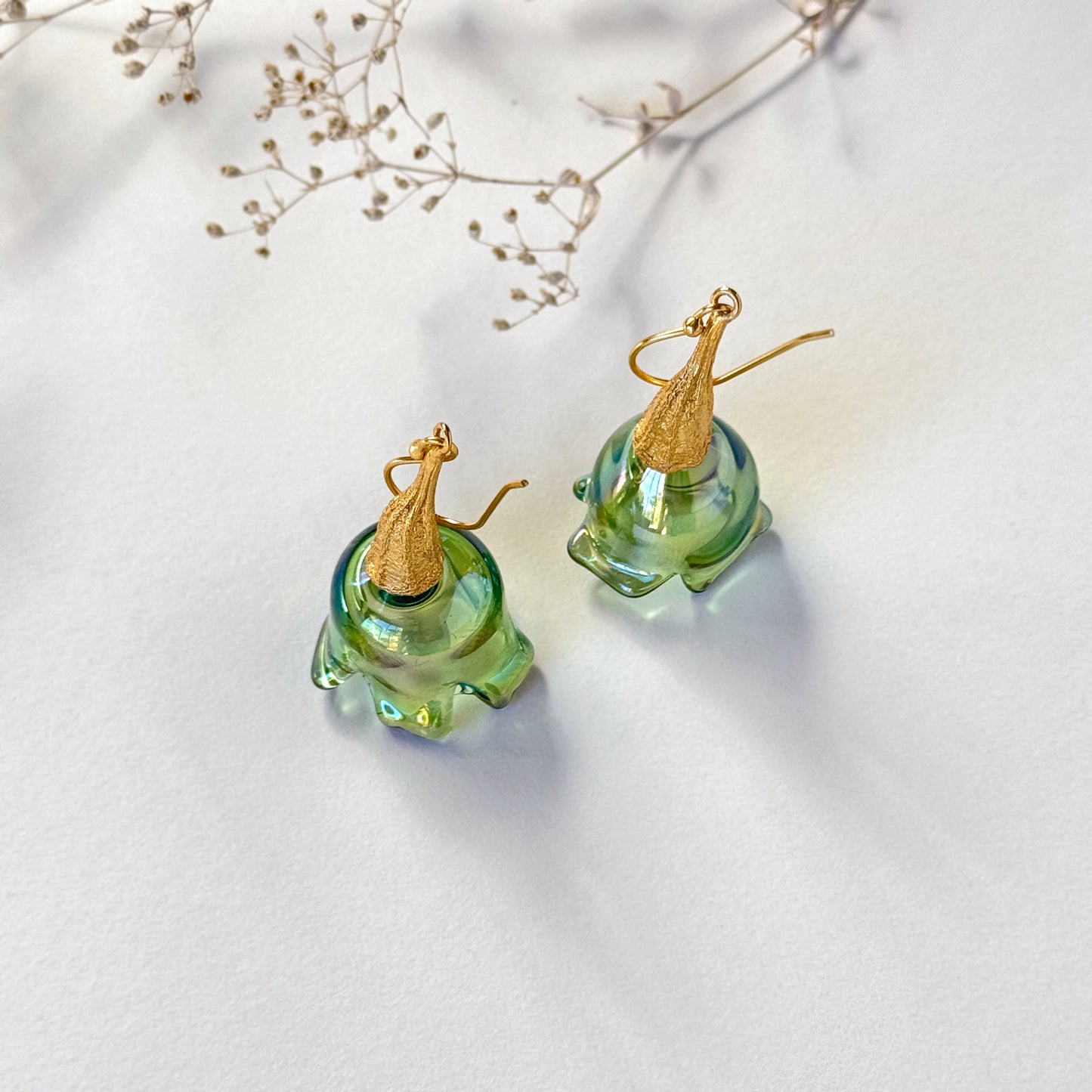 GLIMMER Green Pod Dangle Earrings