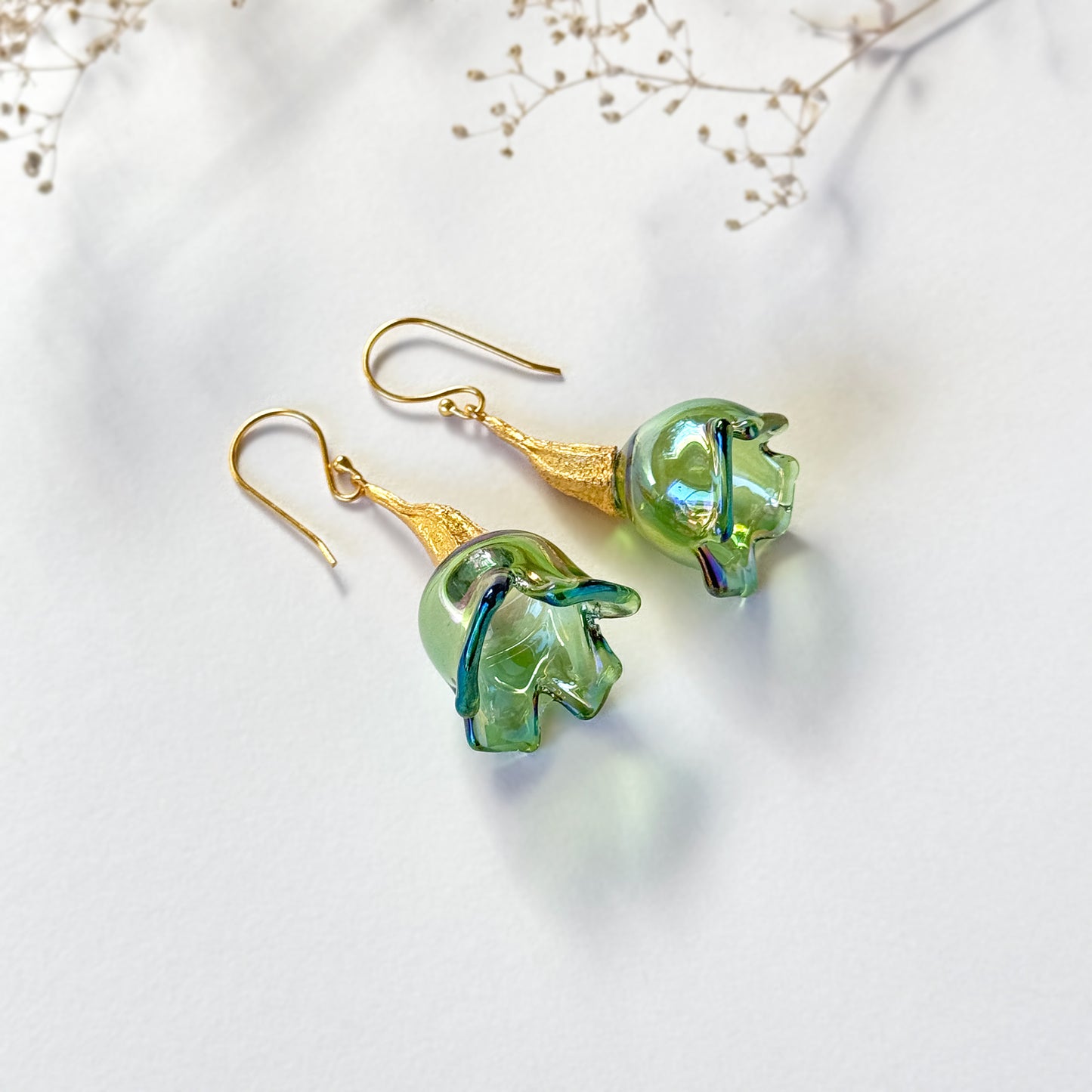GLIMMER Green Pod Dangle Earrings
