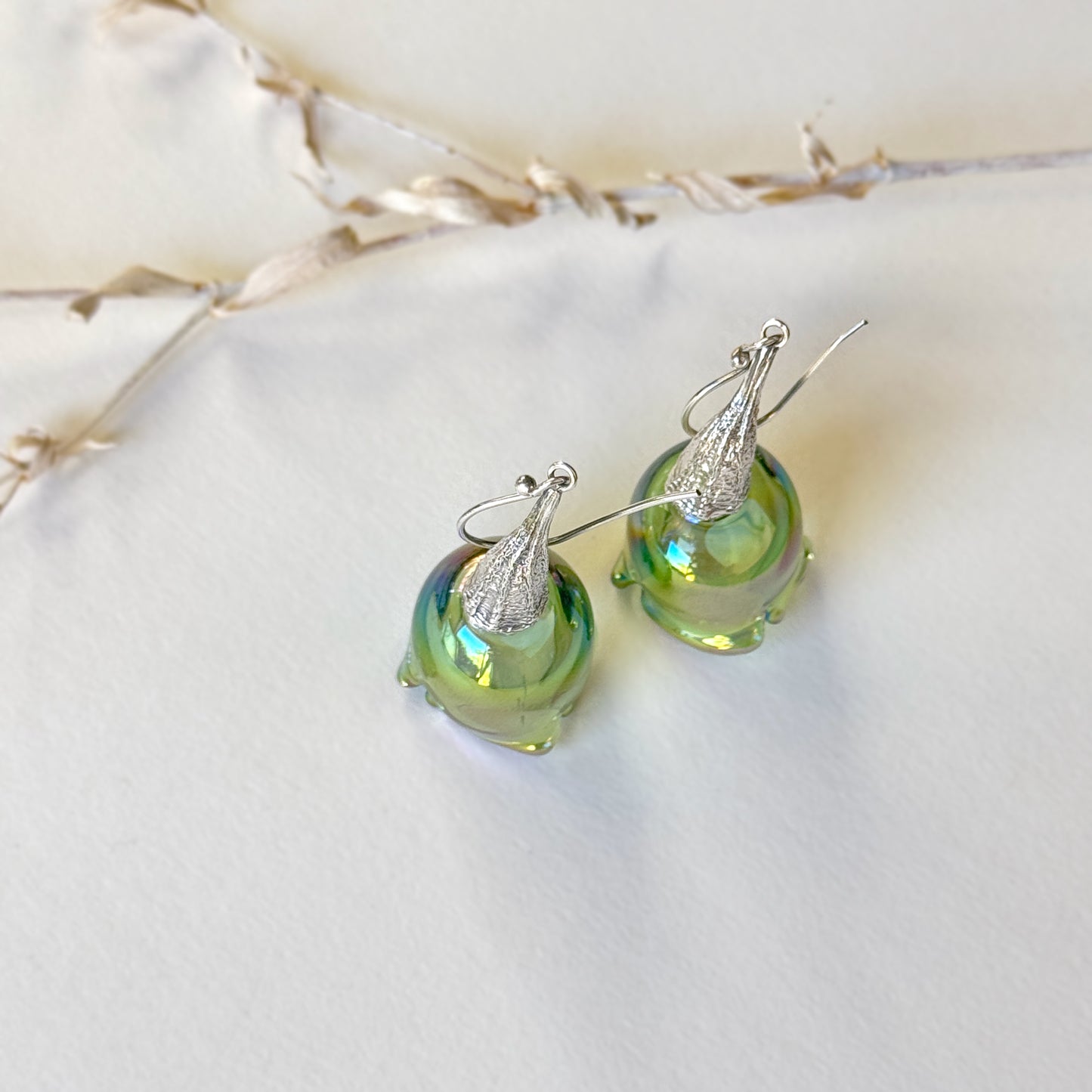 GLIMMER Green Pod Dangle Earrings