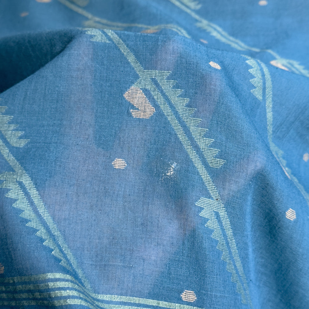 Jamdani VERDE VINE Indigo Cotton Sari