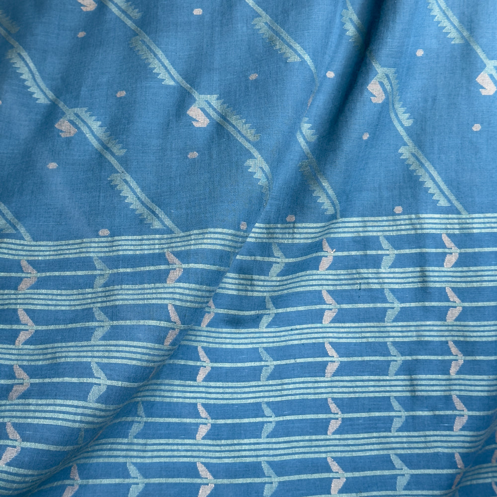 Jamdani VERDE VINE Indigo Cotton Sari