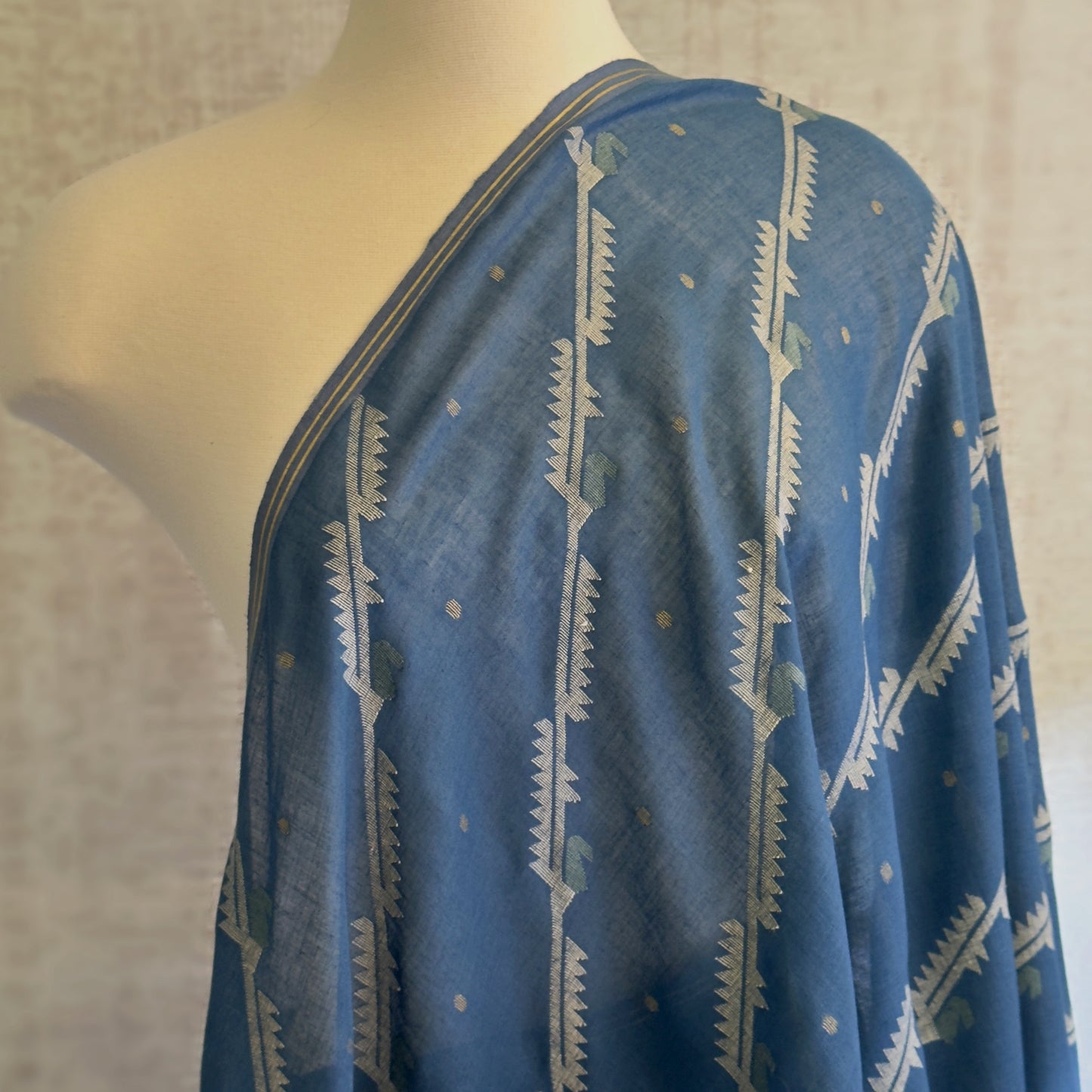 PREORDER Jamdani Indigo VINE Cotton Sari