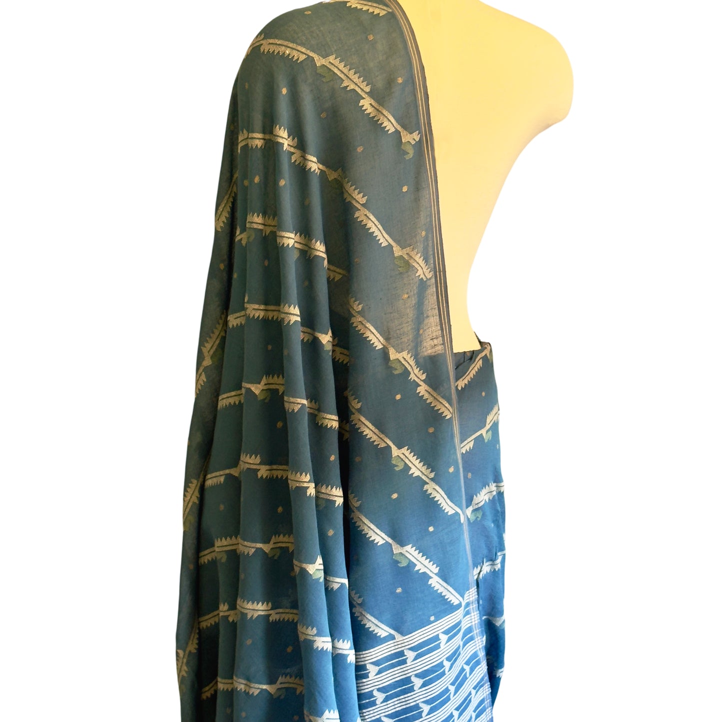 PREORDER Jamdani Indigo VINE Cotton Sari