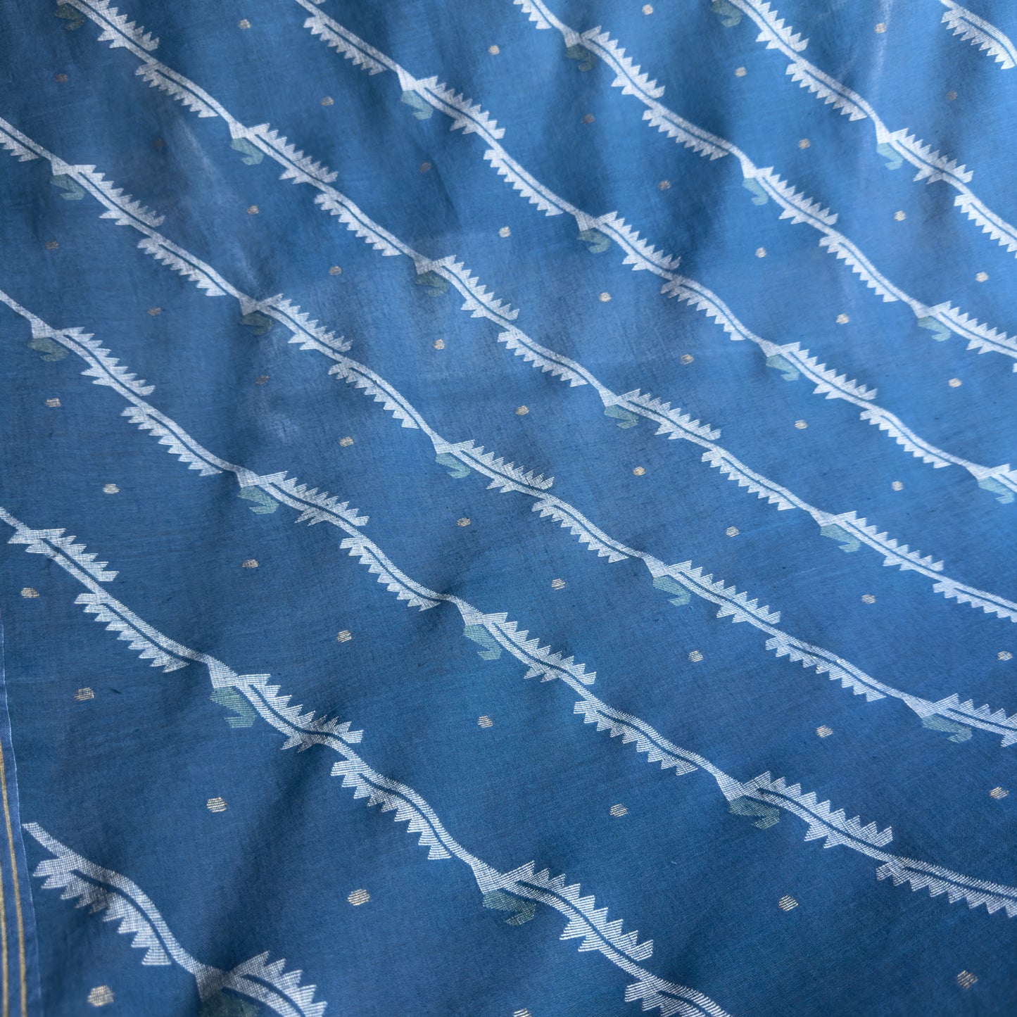 PREORDER Jamdani Indigo VINE Cotton Sari