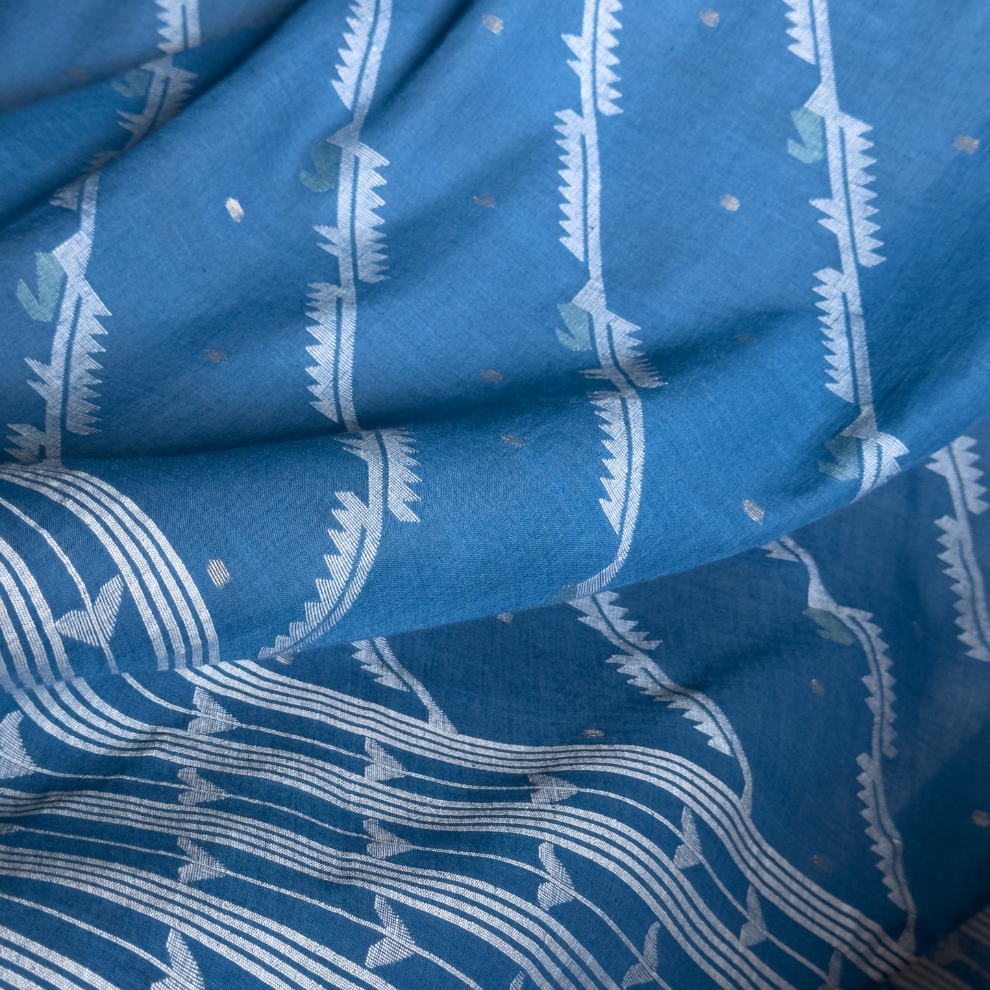 PREORDER Jamdani Indigo VINE Cotton Sari