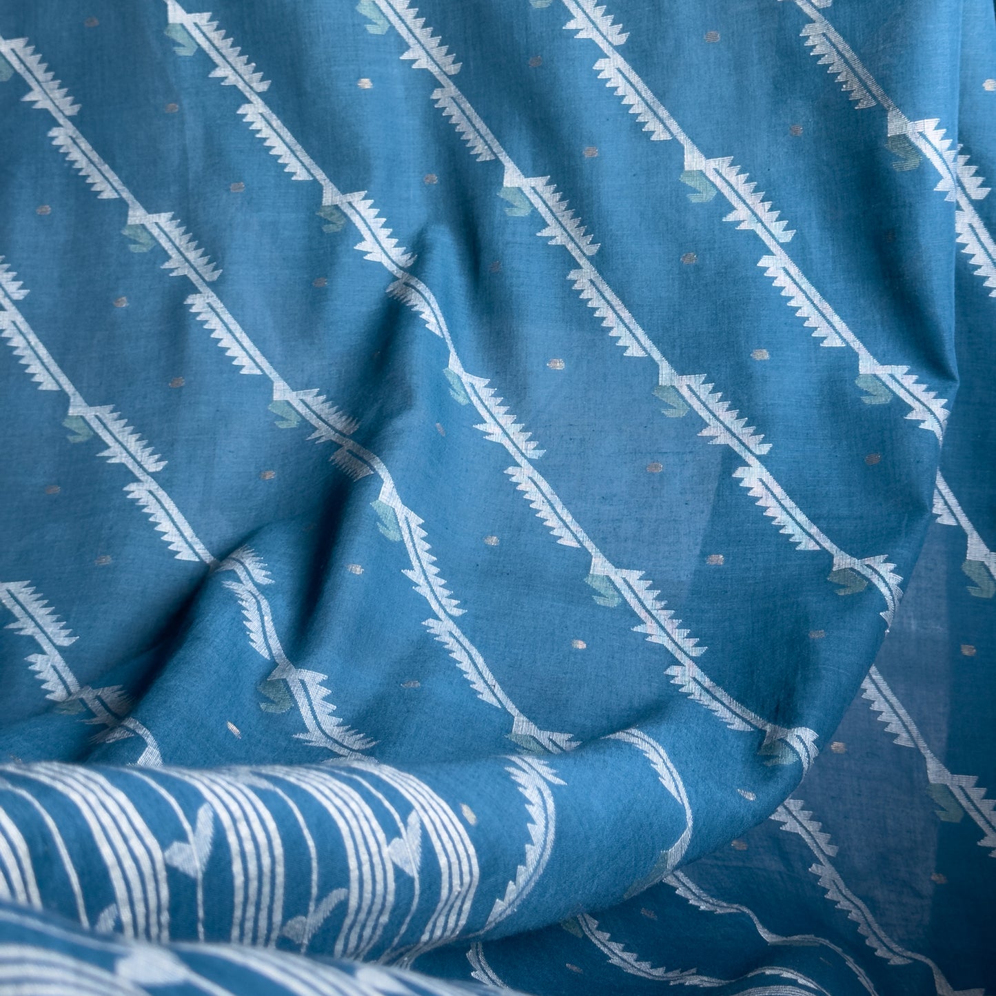 PREORDER Jamdani Indigo VINE Cotton Sari