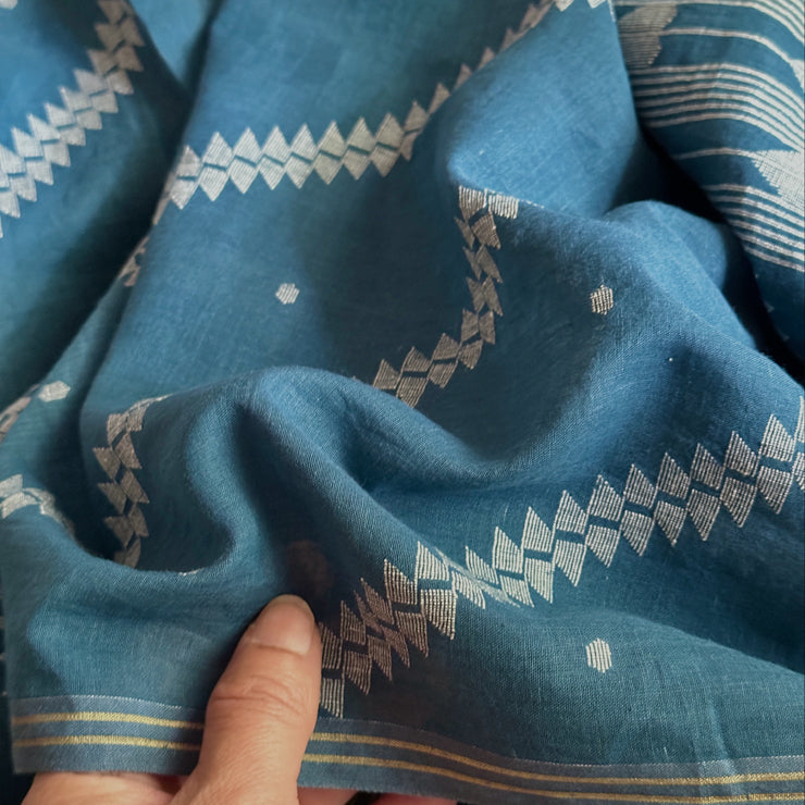 Jamdani BANSKIA Indigo Cotton Sari