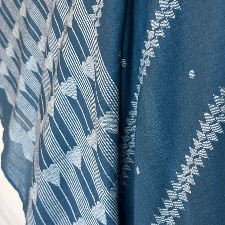 Jamdani BANSKIA Indigo Cotton Sari