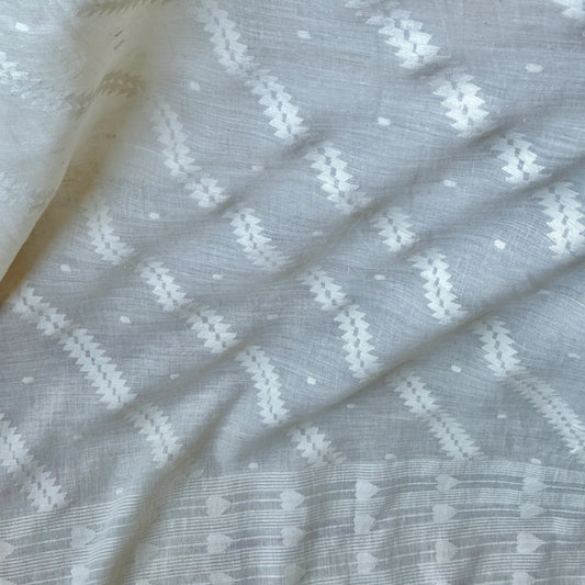Jamdani Terchi Fern Kora Cotton Sari