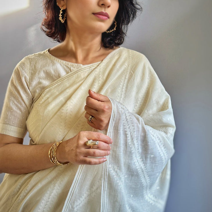 Jamdani BANSKIA Kora Cotton Sari