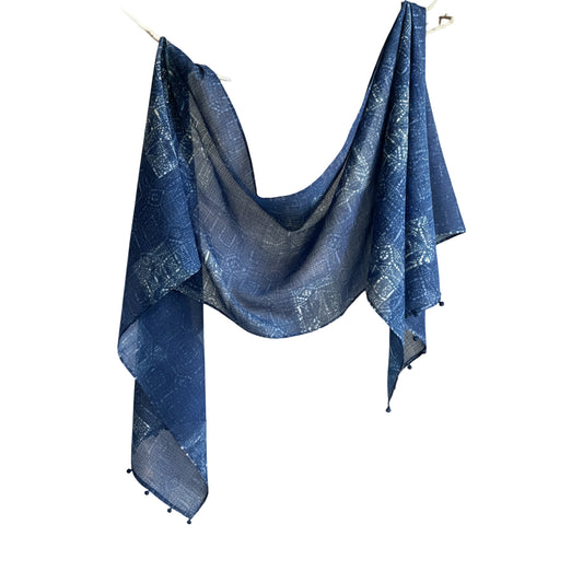 Kota Doria Blue Serenity Handwoven Scarf