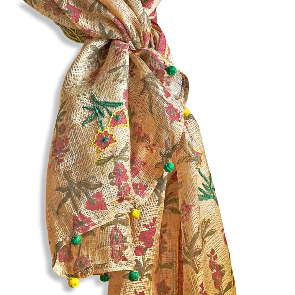 Kota Silk Field of Flowers Scarf