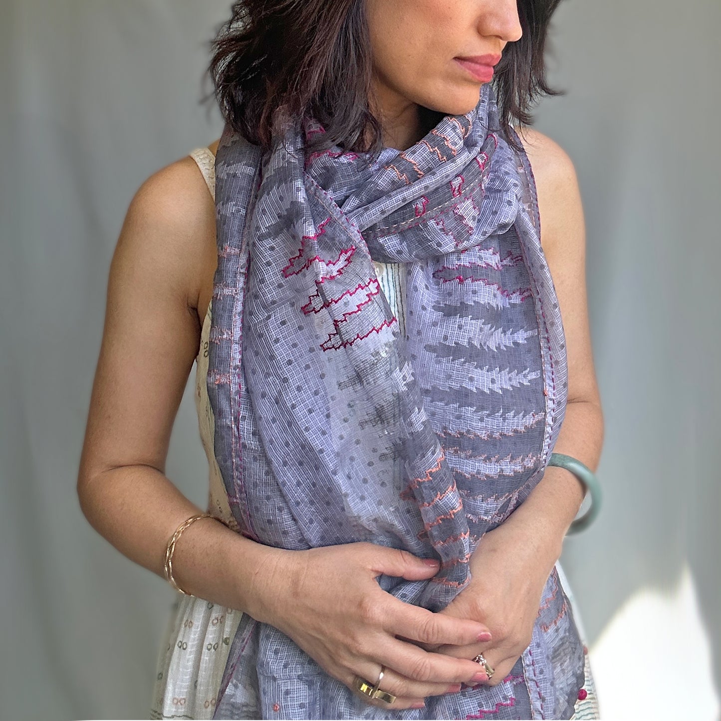 Kota Silk Temple Border Scarf