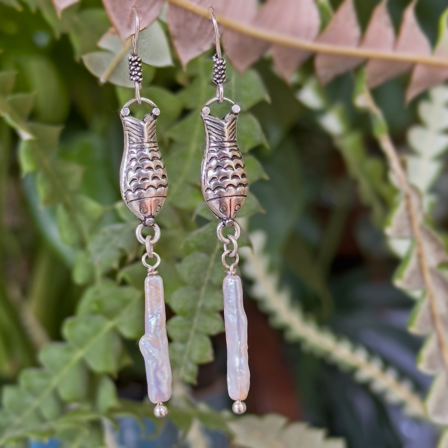 MAACHI Fish Sterling Silver Dangle Earrings