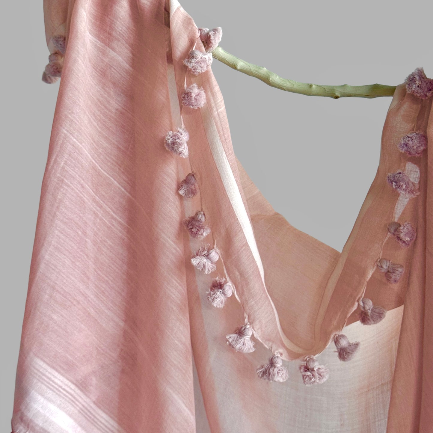 Cotton Silk Rust Brown WOVEN MIST Natural Dye Handwoven Scarf