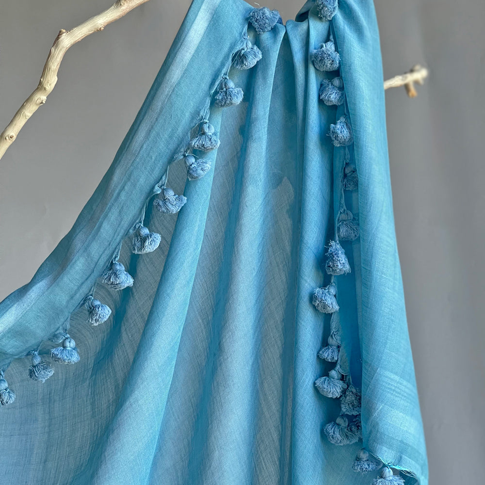 Cotton Silk Rust Brown WOVEN MIST Natural Dye Handwoven Scarf