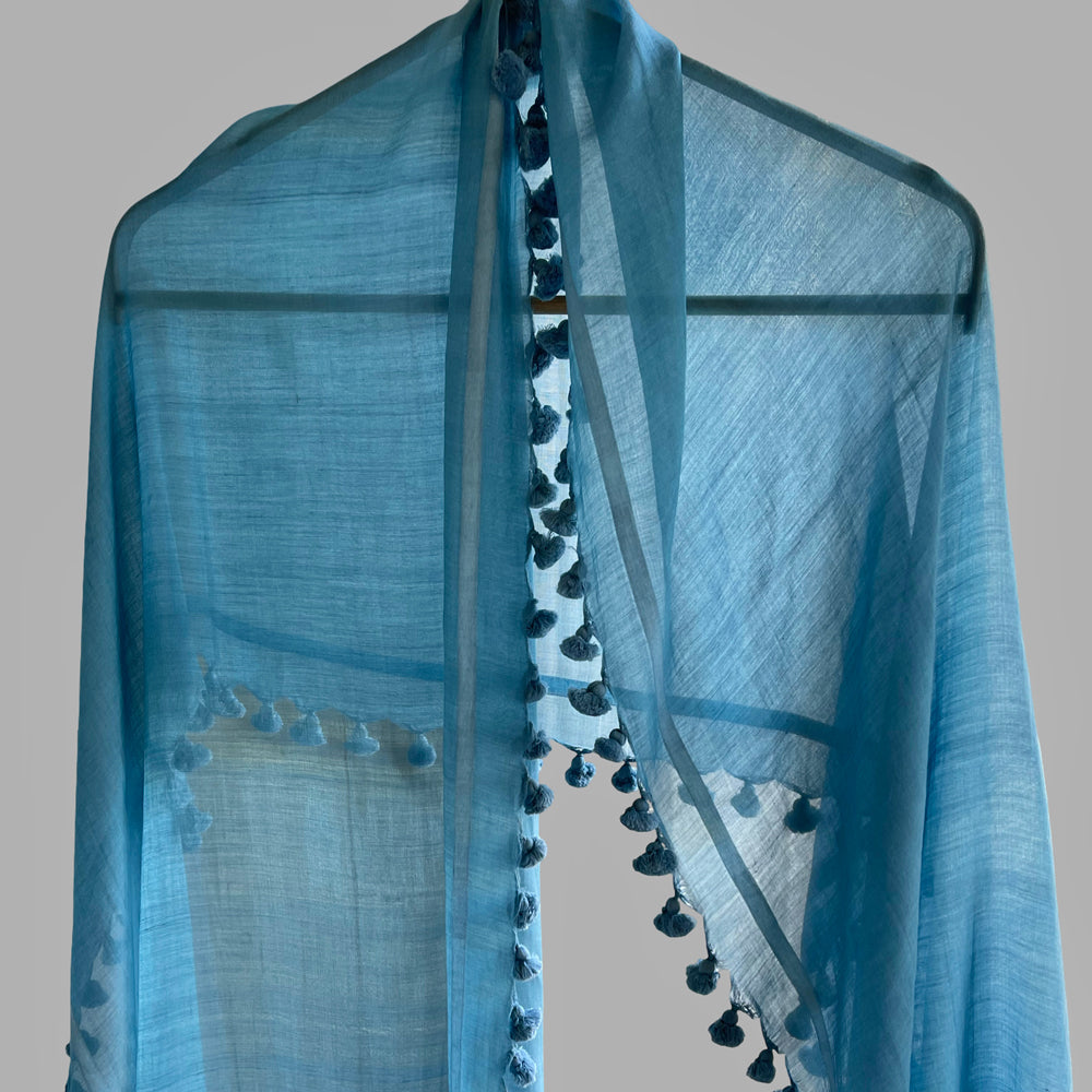 Cotton Silk Rust Brown WOVEN MIST Natural Dye Handwoven Scarf
