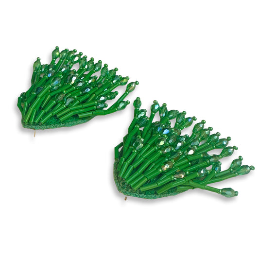 MEDUSA Moss Hand Embroidered Earrings