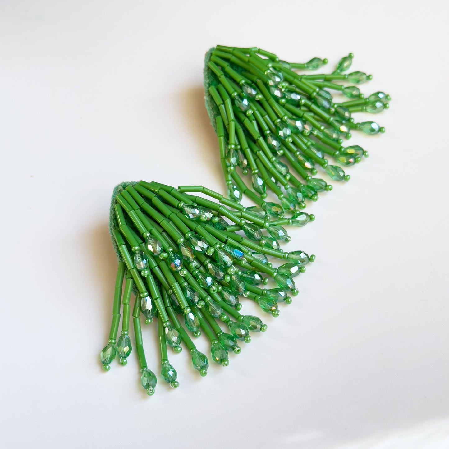 MEDUSA Moss Hand Embroidered Earrings