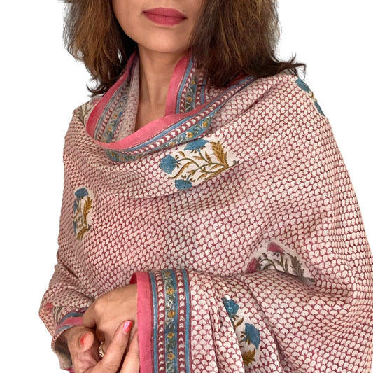 Pashmina X Merino Block Printed Wrap