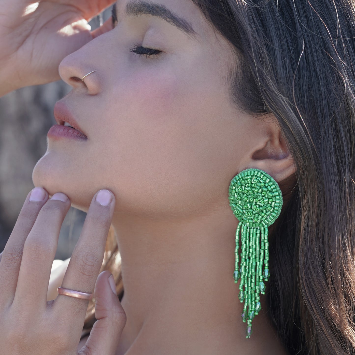 TREE Moss Hand Embroidered Earrings