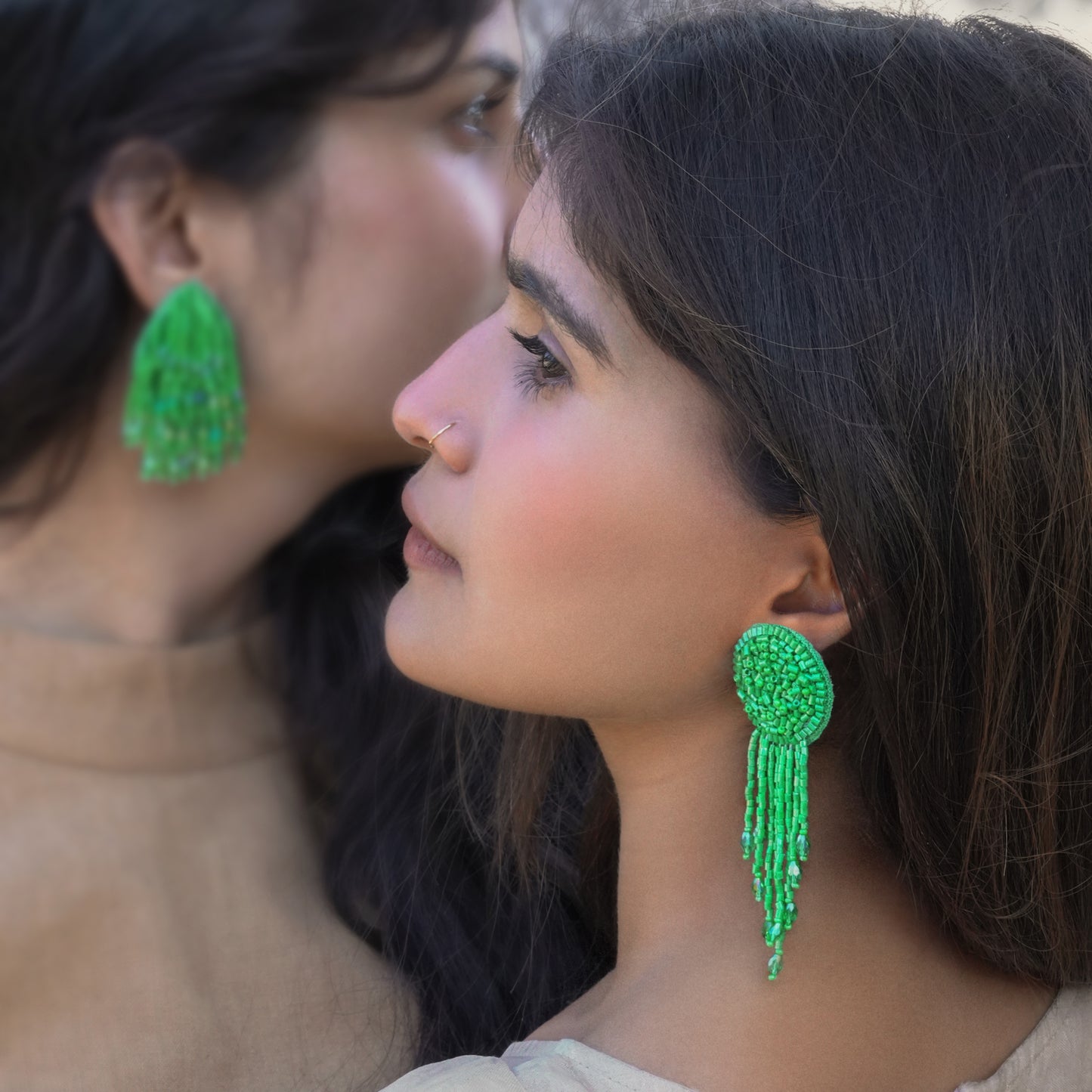 TREE Moss Hand Embroidered Earrings
