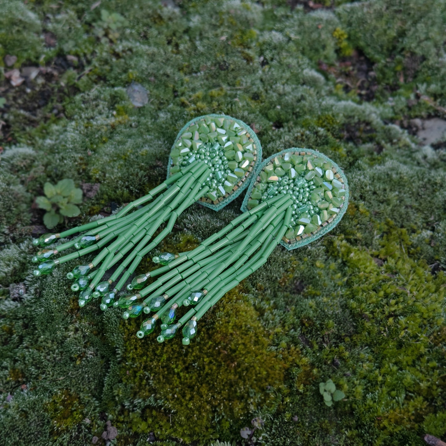 TORTULA Moss Hand Embroidered Earrings