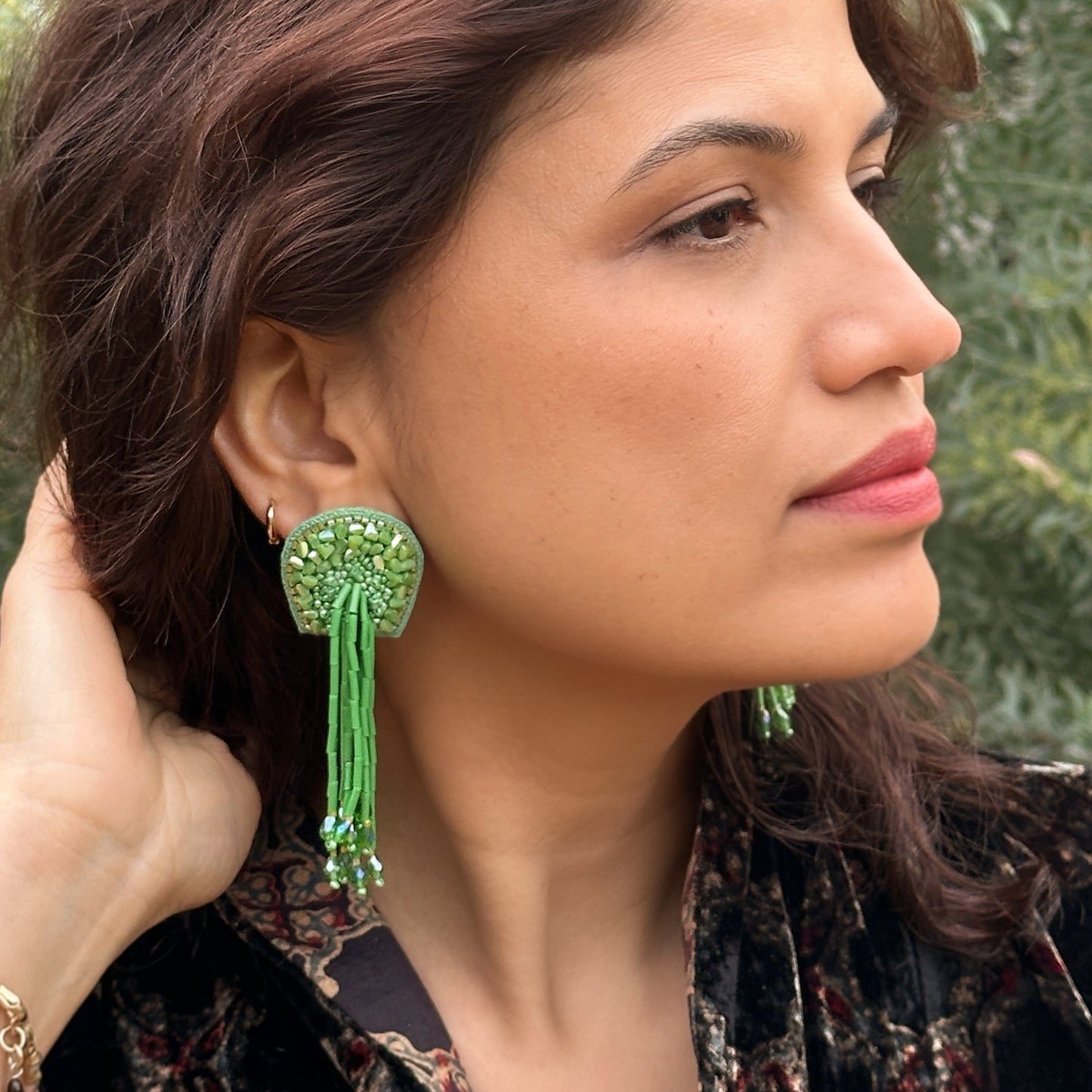 TORTULA Moss Hand Embroidered Earrings