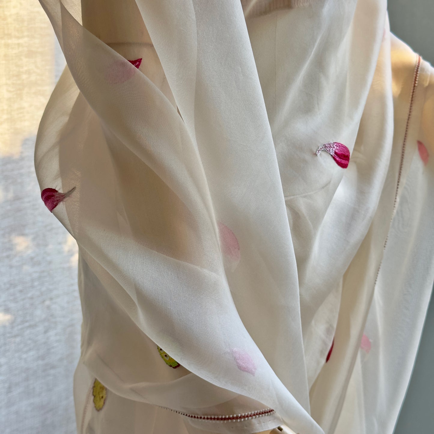 PADMA LUMINESCE Hand Embroidered Organza Sari/Wrap