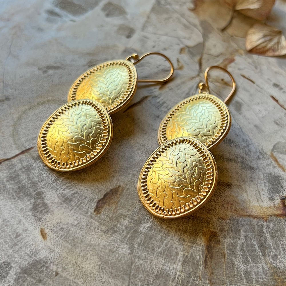 Gold Plated Patti Psithurism Dangle Earrings