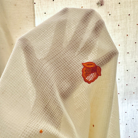 California POPPY Embroidered Cotton Silk Sari
