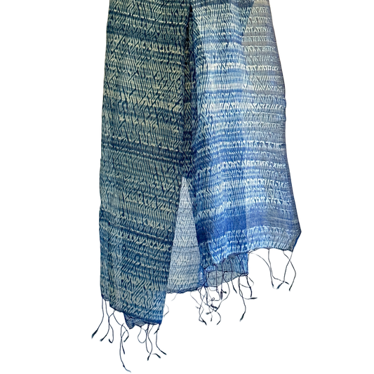 NEEL Silk Cotton Natural Indigo Shibori Stole