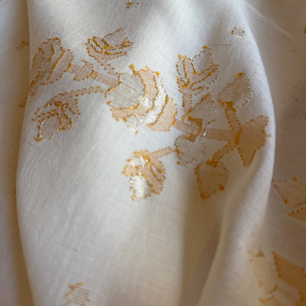 ISHA Jamdani Handwoven Cotton Real Zari Sari & Blouse
