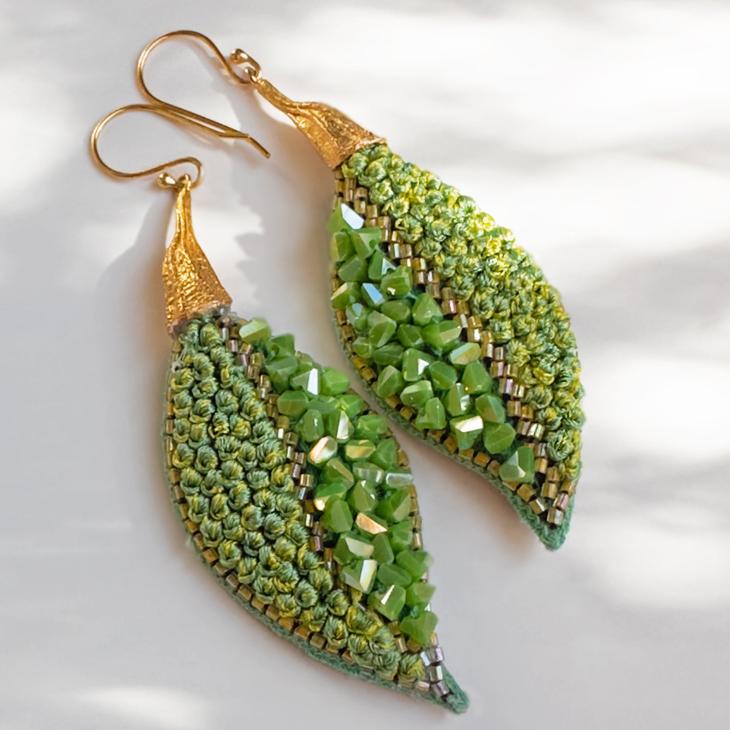 SUN Moss Hand Embroidered Earrings